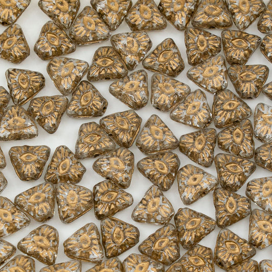 OUTLET 250g/50g Triangle With Eye Beads, 7 x 7 mm, Crystal Gold Lined (00030-54302), Glass, Czech Republic