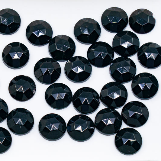 OUTLET 10 grams Cabochon Beads, 9 x 9 mm, Black Flat Back Vintage (), Glass, Czech Republic