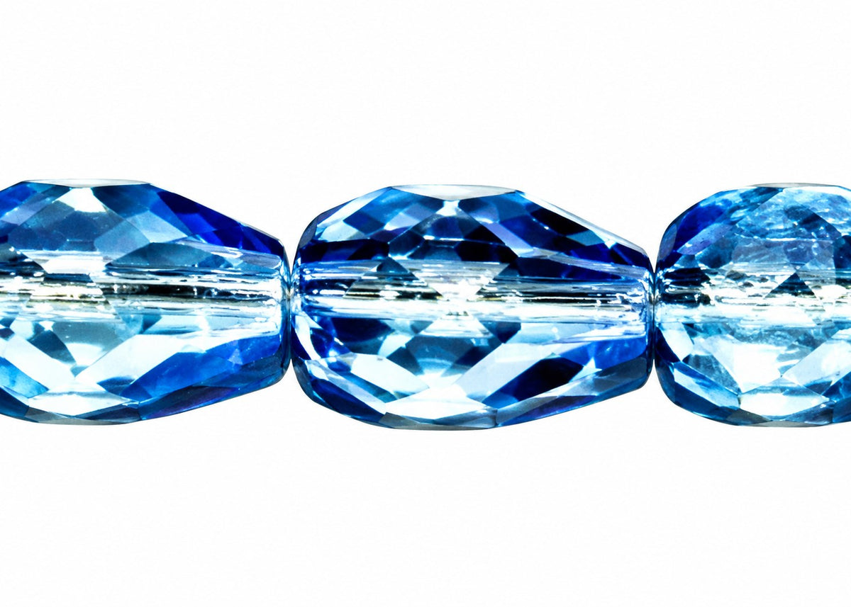 Faceted Fire Polished Beads Special Cut, Transparent Blue (30020), Glass, Czech Republic