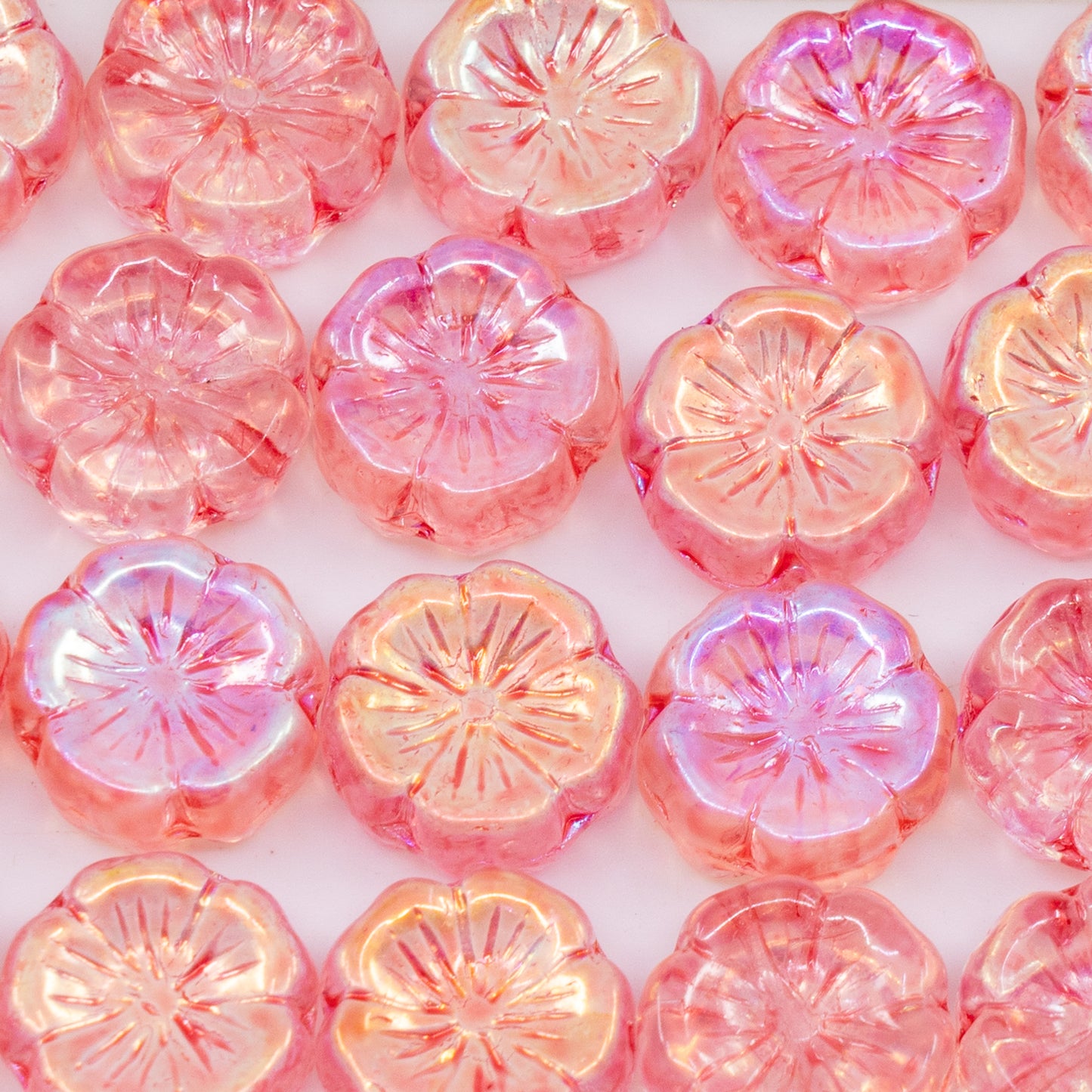 OUTLET 250g/50g Hawaiian Flower Beads, 14 x 14 mm, Crystal Ab Light Pink (00030-28701-34304), Glass, Czech Republic