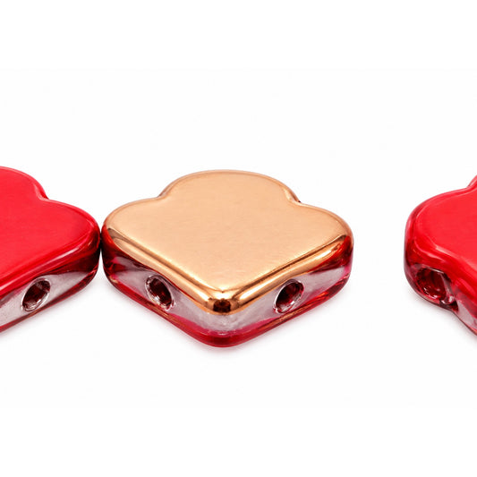 Arrow Beads - Hole From Side To Side, Opaque Red Rose Gold Capri (93200-27101), Glass, Czech Republic