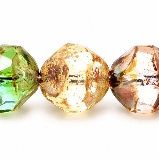 Special Cut Faceted Fire Polished Beads. Smashed, X3160 Stain Strong (x3160-86805), Glass, Czech Republic