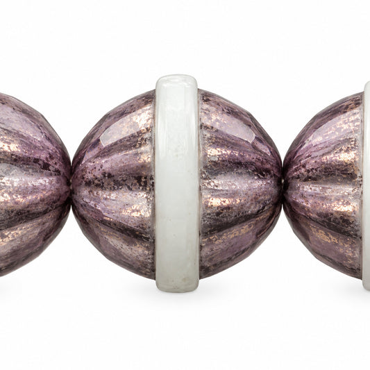 Faceted Special Cut Beads, Chalk White Bronze (03000-14415), Glass, Czech Republic