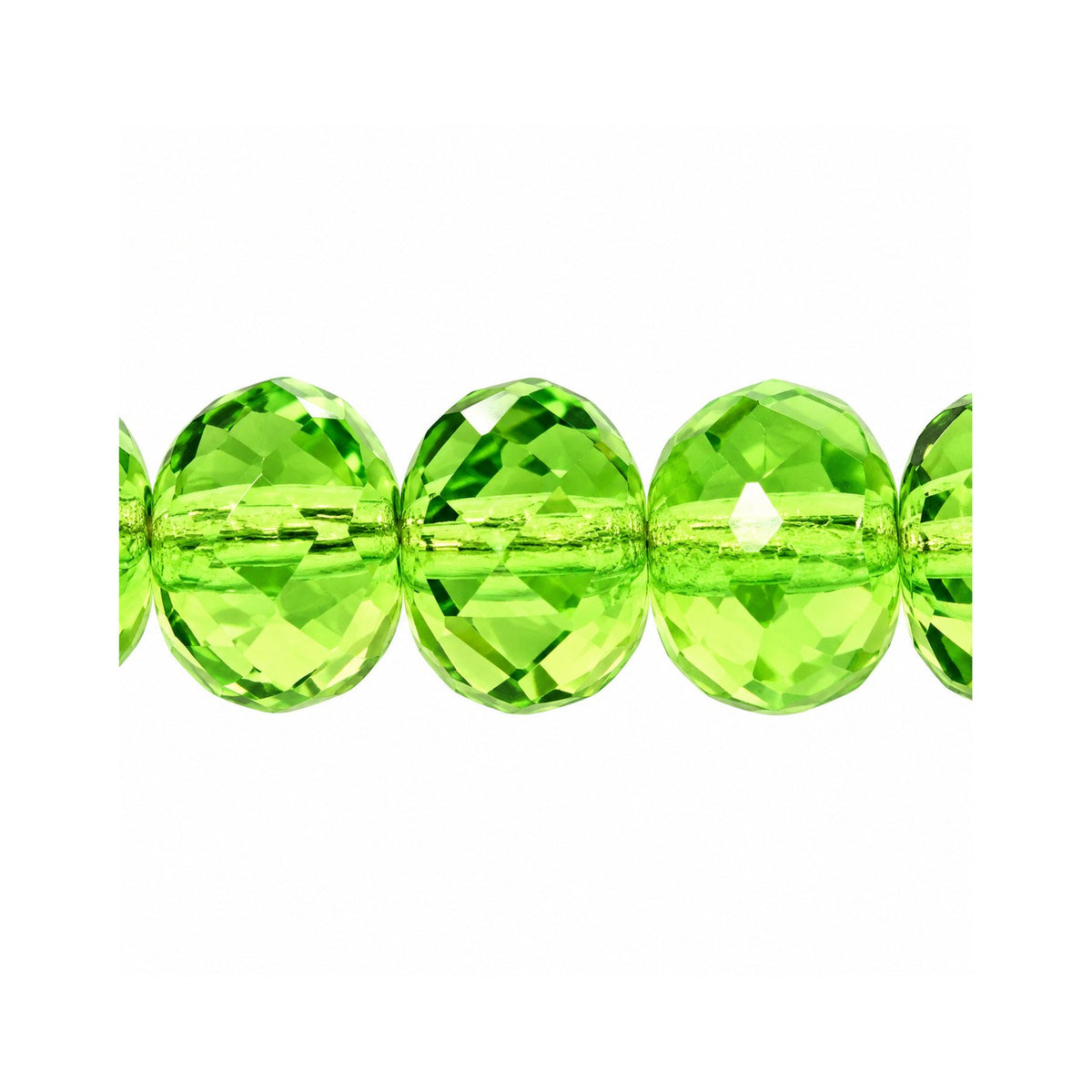 Special Cut Faceted Fire Polished Beads, Transparent Green (50020), Glass, Czech Republic