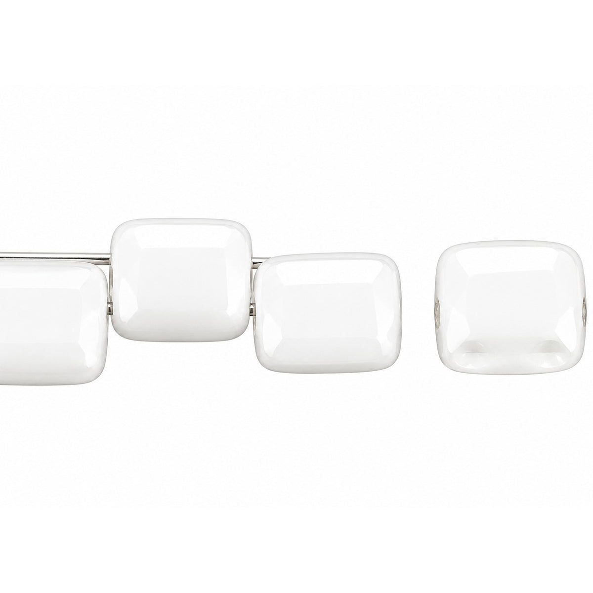2-Hole Square Beads, Chalk White (03000), Glass, Czech Republic