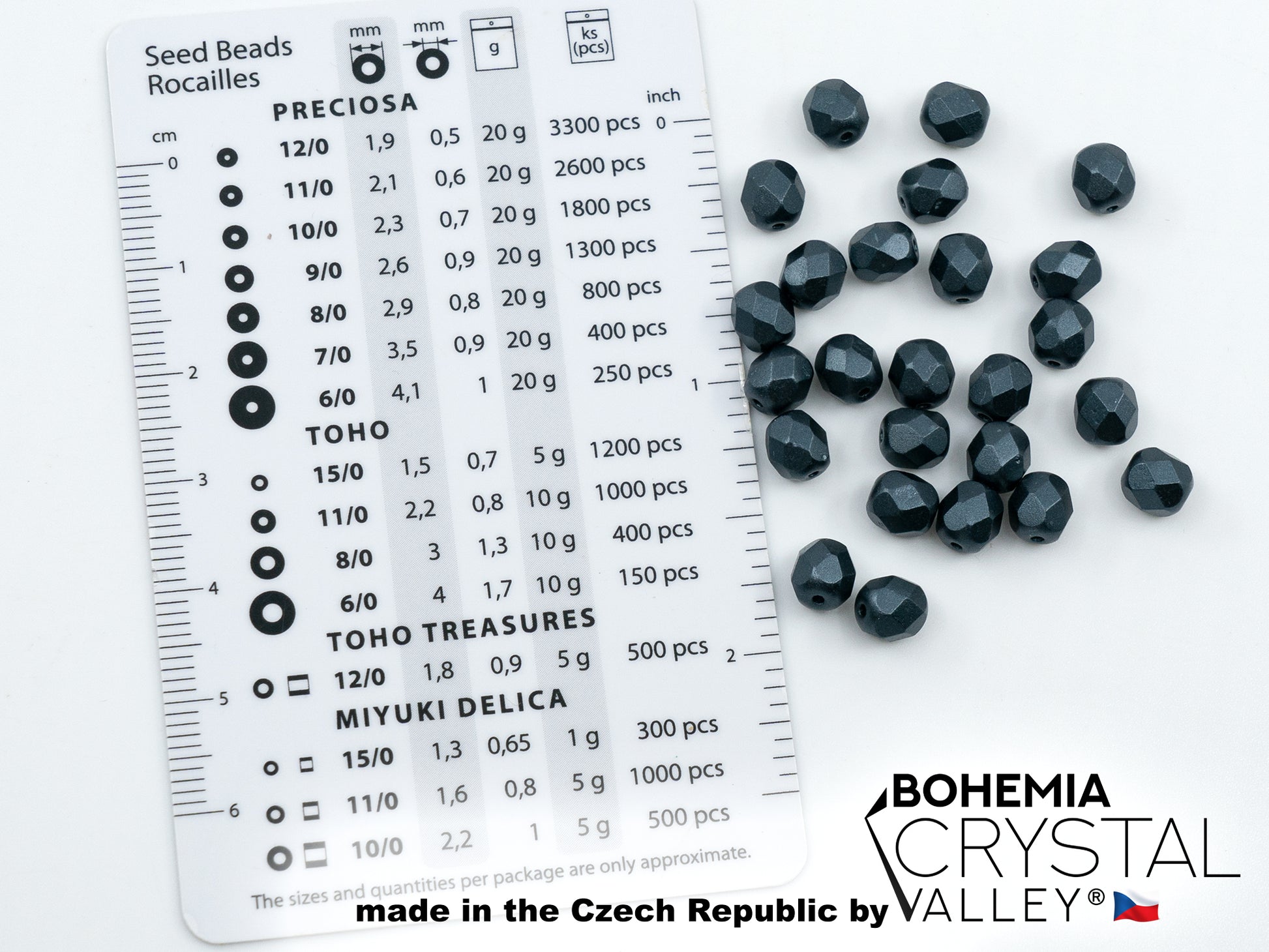 Facted Fire Polish Round Beads Pastel Dark Petrol (25037), Glass, Czech Republic