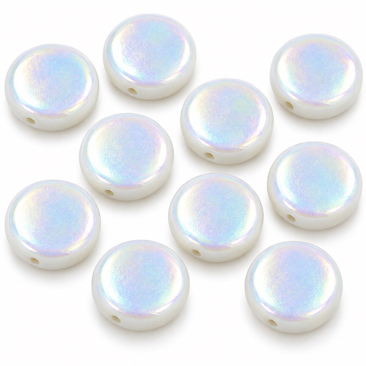Flat Round Coin Beads, Chalk White 28704 (03000-28704), Glass, Czech Republic