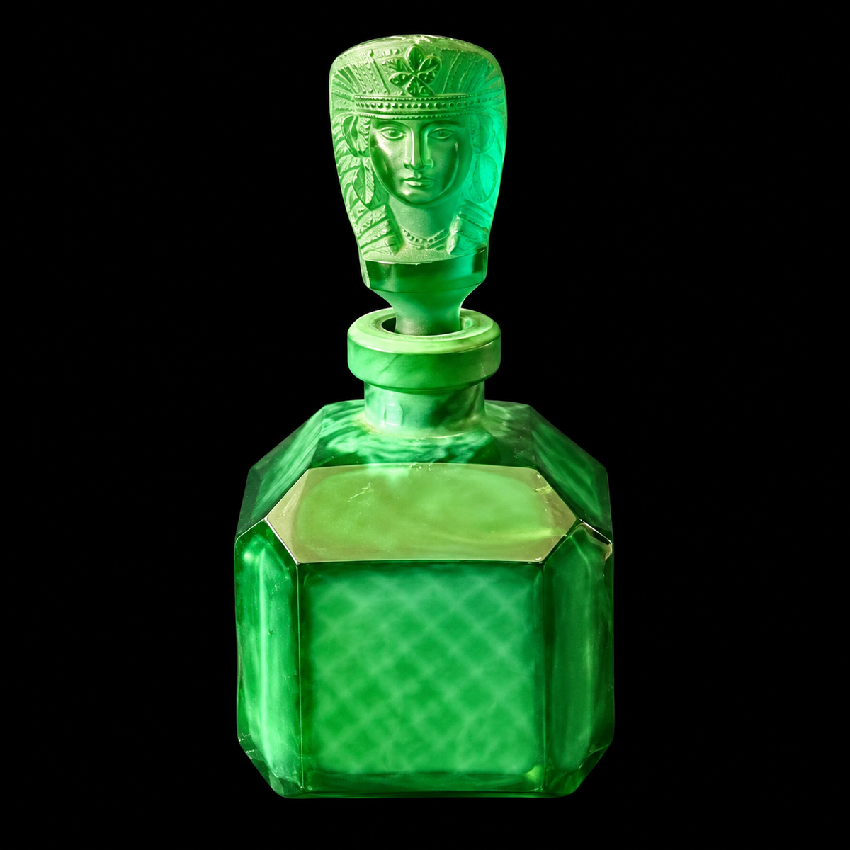 Vintage Bohemia Glass Perfume Bottle, Czech Republic, OUTLET
