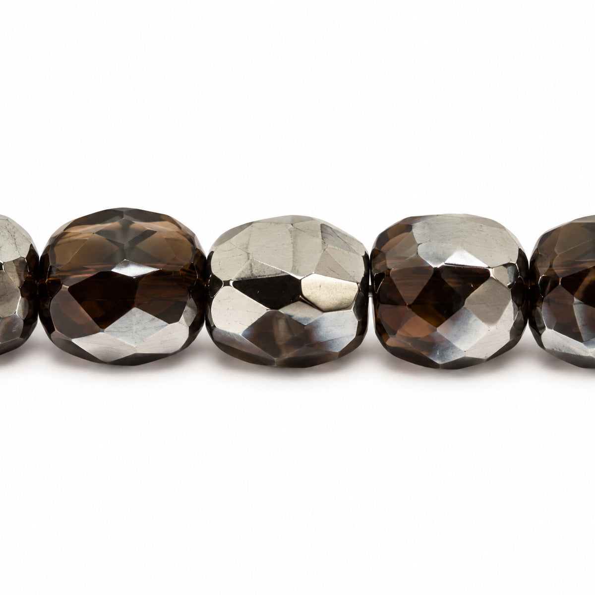 Faceted Special Cut Beads, Striped Dark Brown Chrom (26117-27401), Glass, Czech Republic