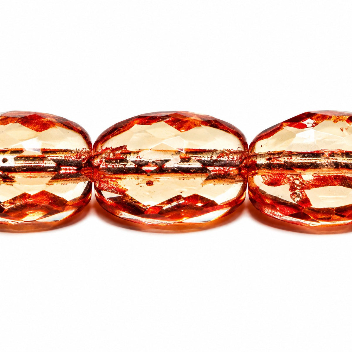 Oval Faceted Beads, Transparent Pink (70130), Glass, Czech Republic