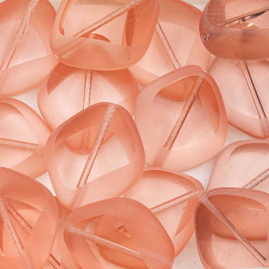 OUTLET 10 克 台面切割宝石珠，24 x 20 毫米，透明粉色哑光 (70110-84110)，玻璃，捷克共和国