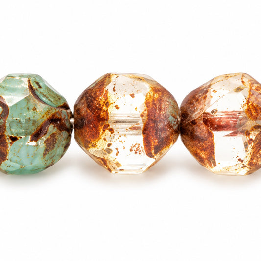Special Cut Faceted Fire Polished Beads. Smashed, X3066 Stain Strong (x3066-86805), Glass, Czech Republic