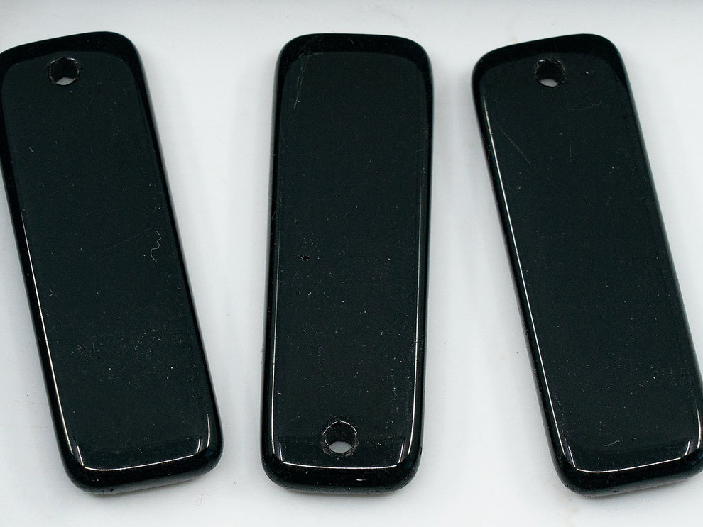 奥特莱斯 10克吊坠压珠，30 x 10毫米，黑色（23980），玻璃，捷克共和国