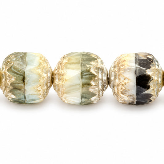 Cathedral Faceted Fire Polished Beads, X3073 Antique Silver Patina (x3073-81002), Glass, Czech Republic