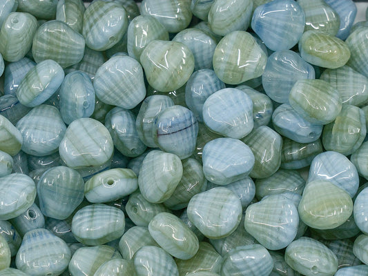 OUTLET 10 grams Small Flat Shell Beads, 8 x 7 mm, Opal Light Blue Green (opal-light-blue-green), Glass, Czech Republic