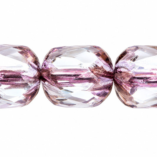 Faceted Fire Polished Beads Special Cut, Transparent Light Amethyst Luster Violet Full Coated (20210-14496), Glass, Czech Republic