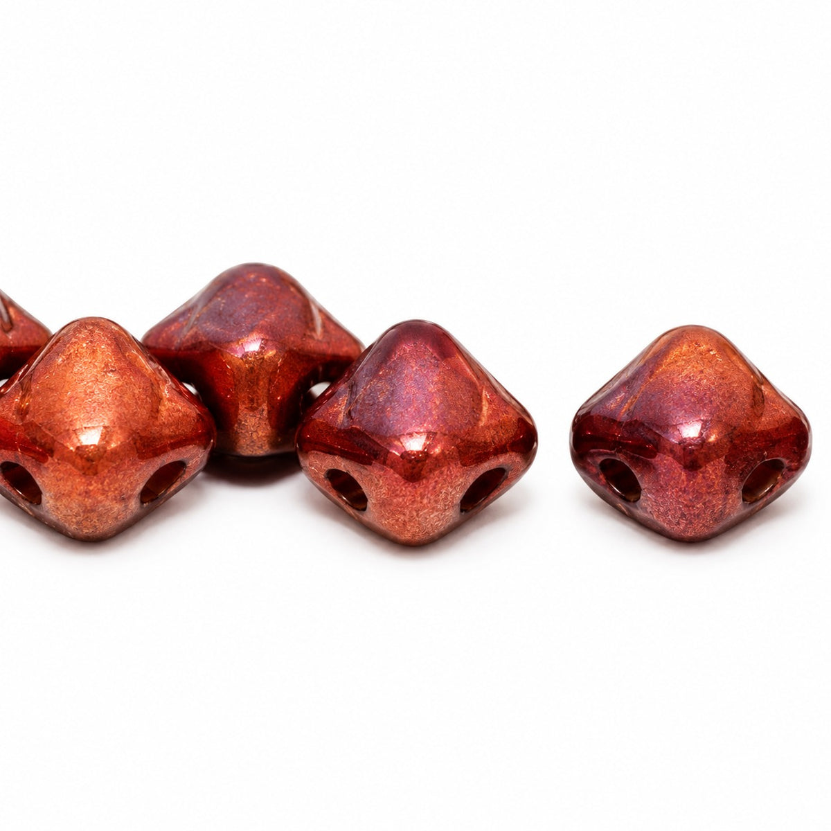 Silky 2-Hole Square Beads, Red Vega Ii (93190-15780), Glass, Czech Republic
