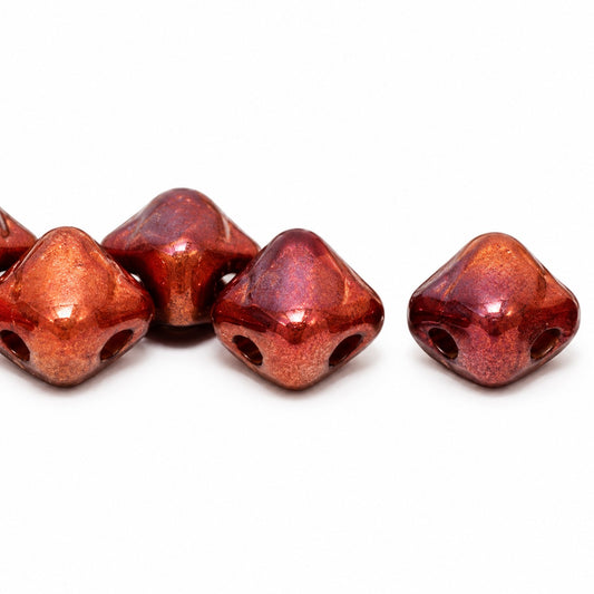 Silky 2-Hole Square Beads, Red Vega Ii (93190-15780), Glass, Czech Republic