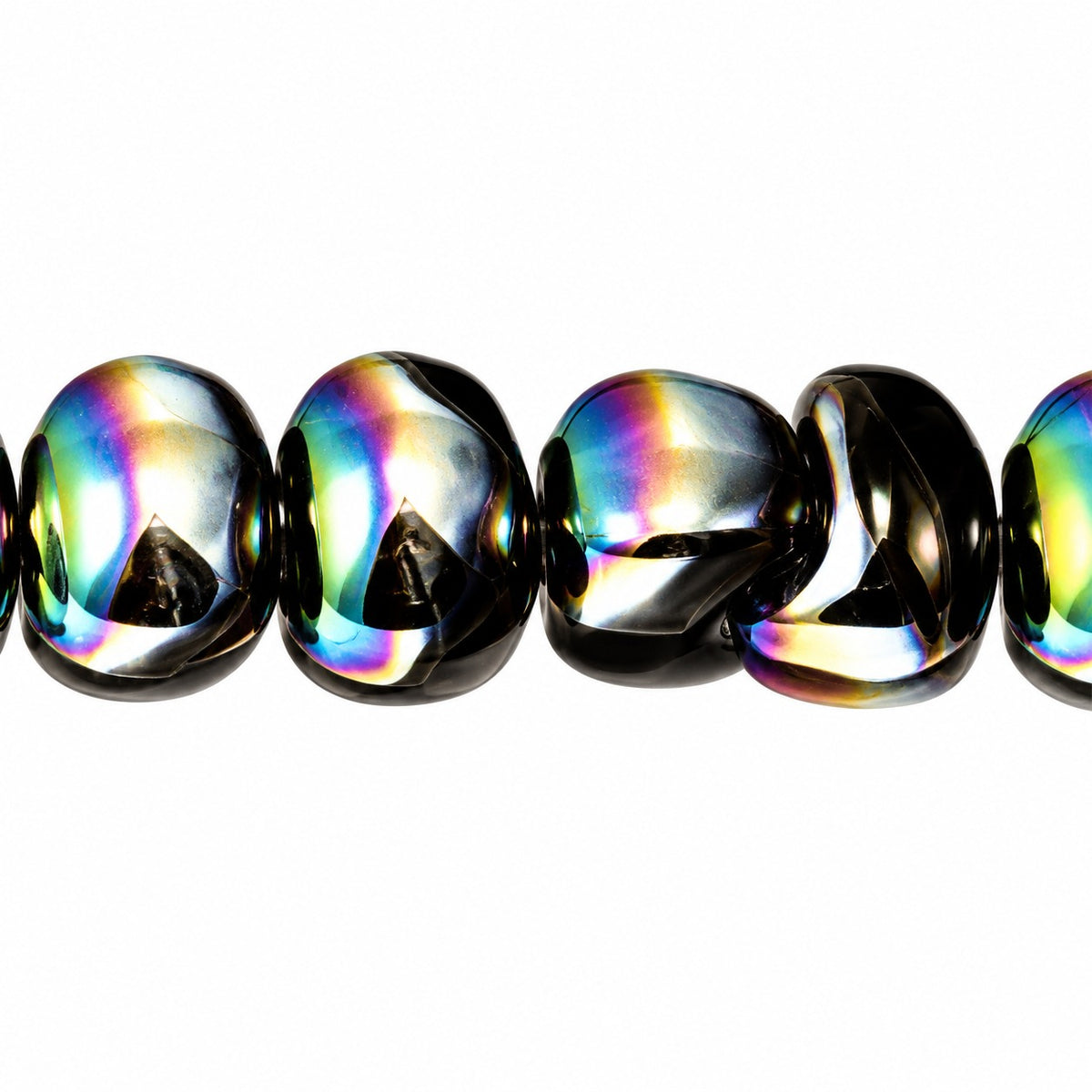 Oval Beads, Black Crystal Vitrail Medium Coating (23980-28101), Glass, Czech Republic
