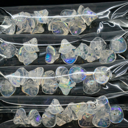 OUTLET 10 grams Daylily Flower Beads, 10 x 12 mm, Crystal Ab (00030-28701), Glass, Czech Republic