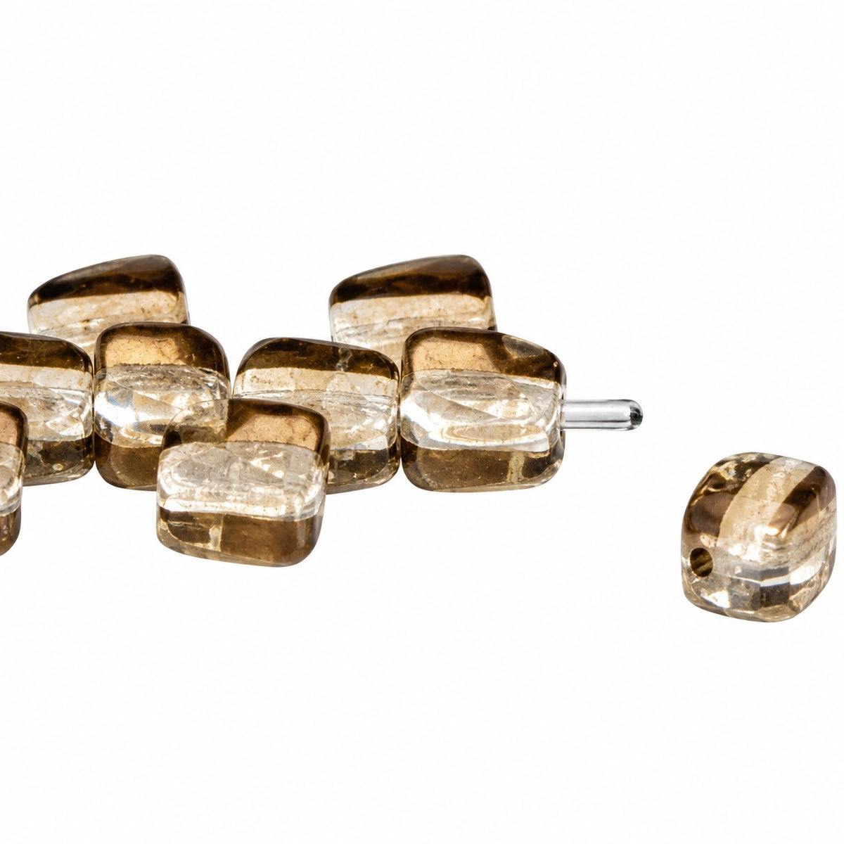 2-Hole Pressed Beads, Transparent Gray (40020), Glass, Czech Republic