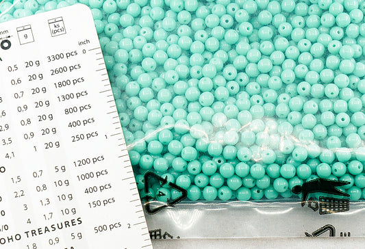 OUTLET 250g Round Pressed Druck Beads , 4 x 4 mm, Turquoise (63130), Glass, Czech Republic