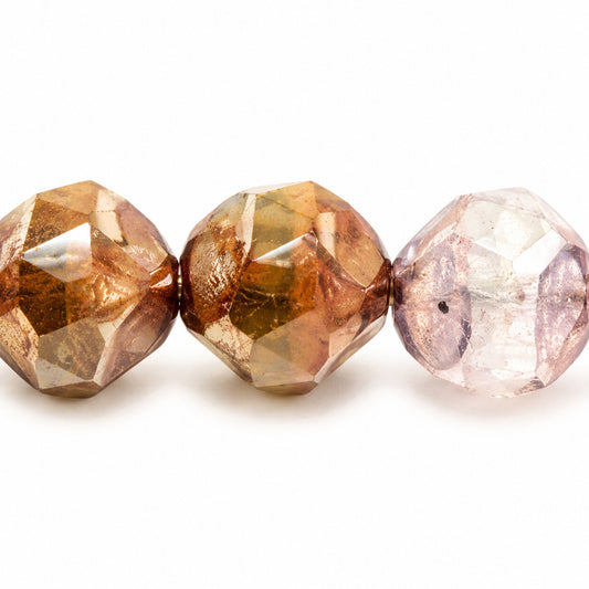 Special Cut Faceted Fire Polished Beads. Smashed, X2997 Bronze (x2997-14415), Glass, Czech Republic