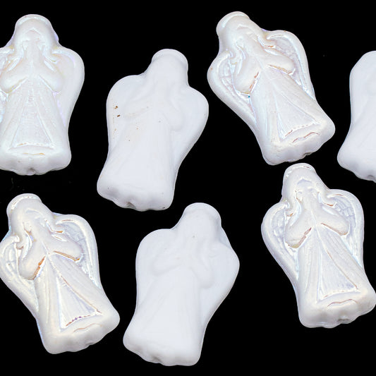 OUTLET 250g/50g Angel Beads, 23 x 13 mm, White Matte AB (02010-84100-28701), Glass, Czech Republic