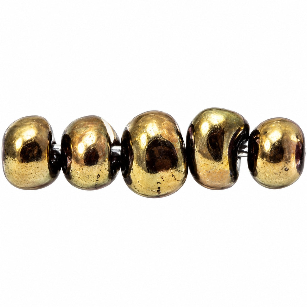 Oval Beads, Black Stain With Luster Red (23980-65491), Glass, Czech Republic