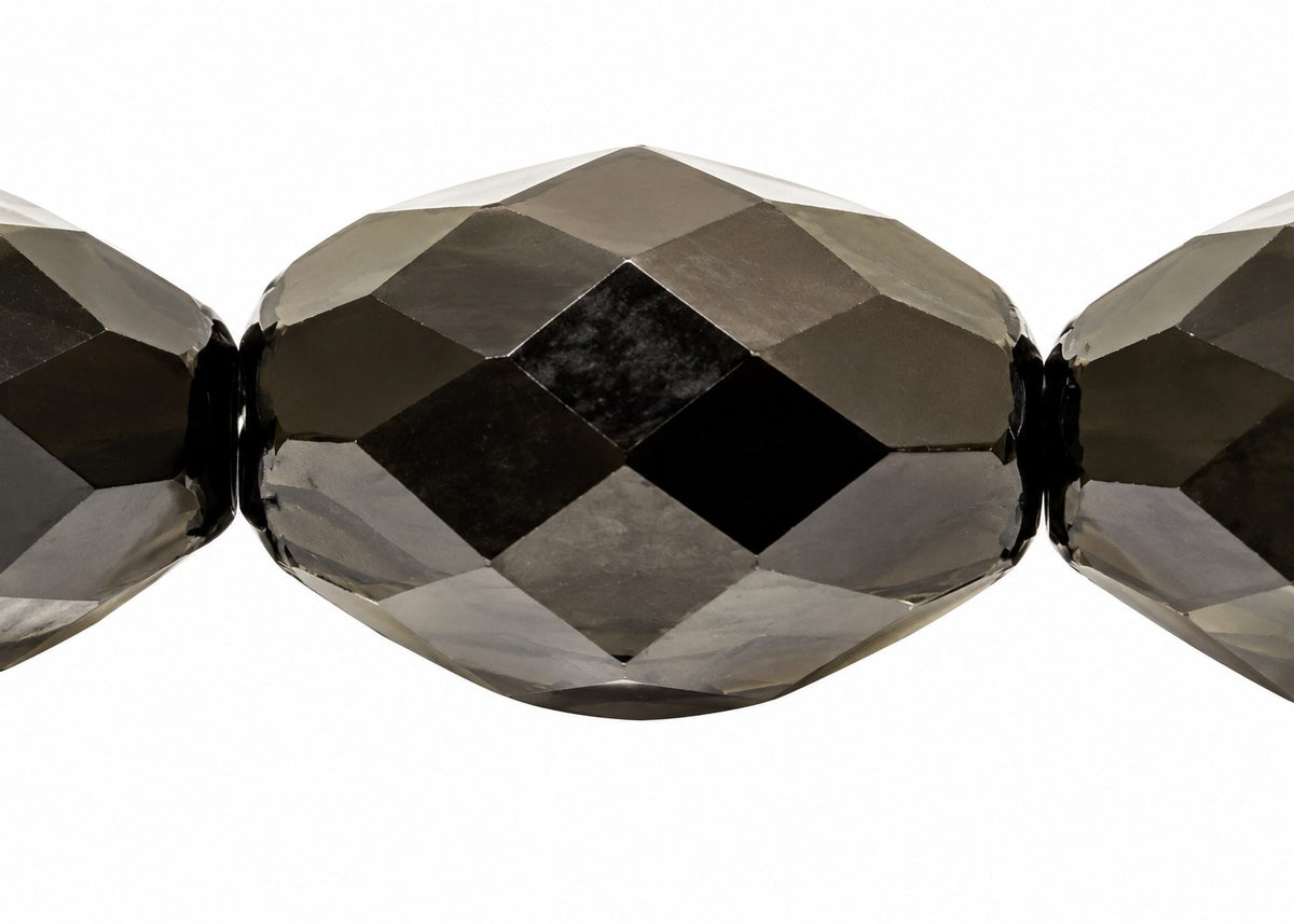 Oval Faceted Beads, Black (23980), Glass, Czech Republic