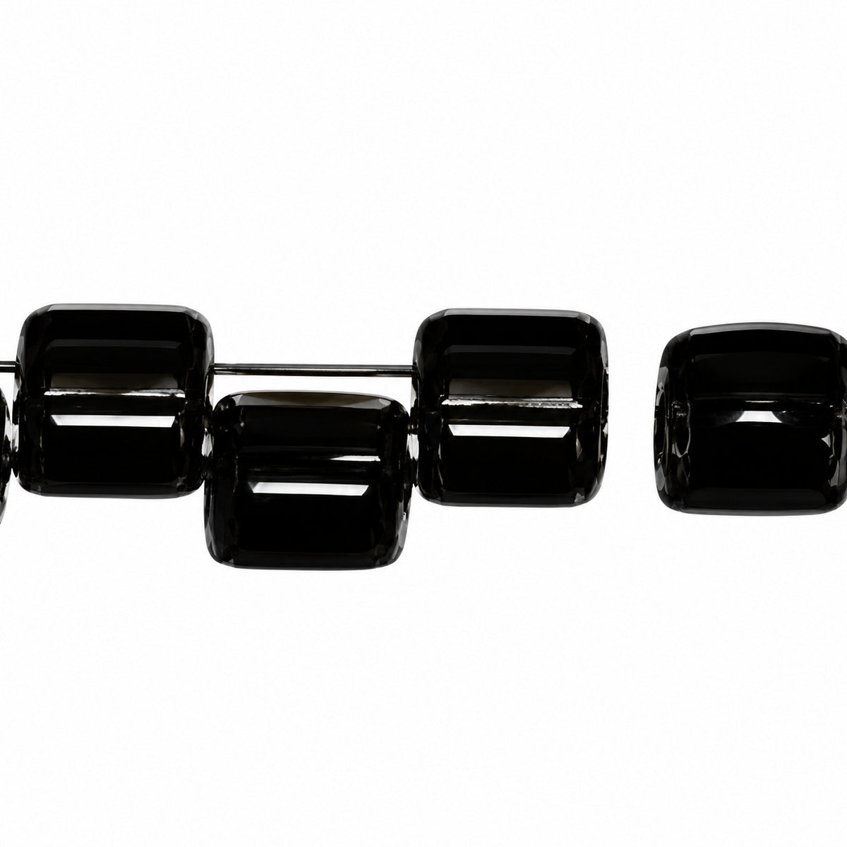2-Hole Square Beads, Black (23980), Glass, Czech Republic