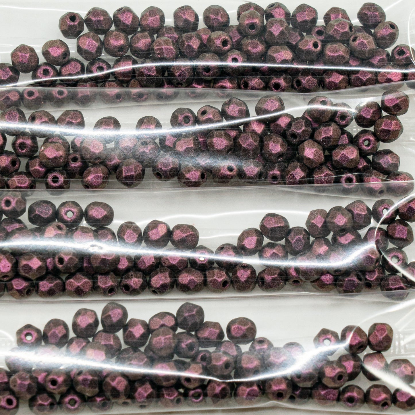 OUTLET 10 grams Faceted Round Fire Polished Beads, 5 x 5 mm, Black IRI-Red (23980-79306), Glass, Czech Republic