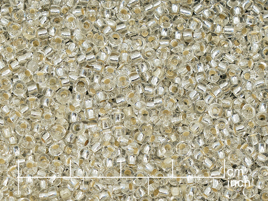 OUTLET Rocailles Seed Beads Preciosa Ornela size 8/0, Crystal Silver Lined Silver (78102), Glass, Czech Republic