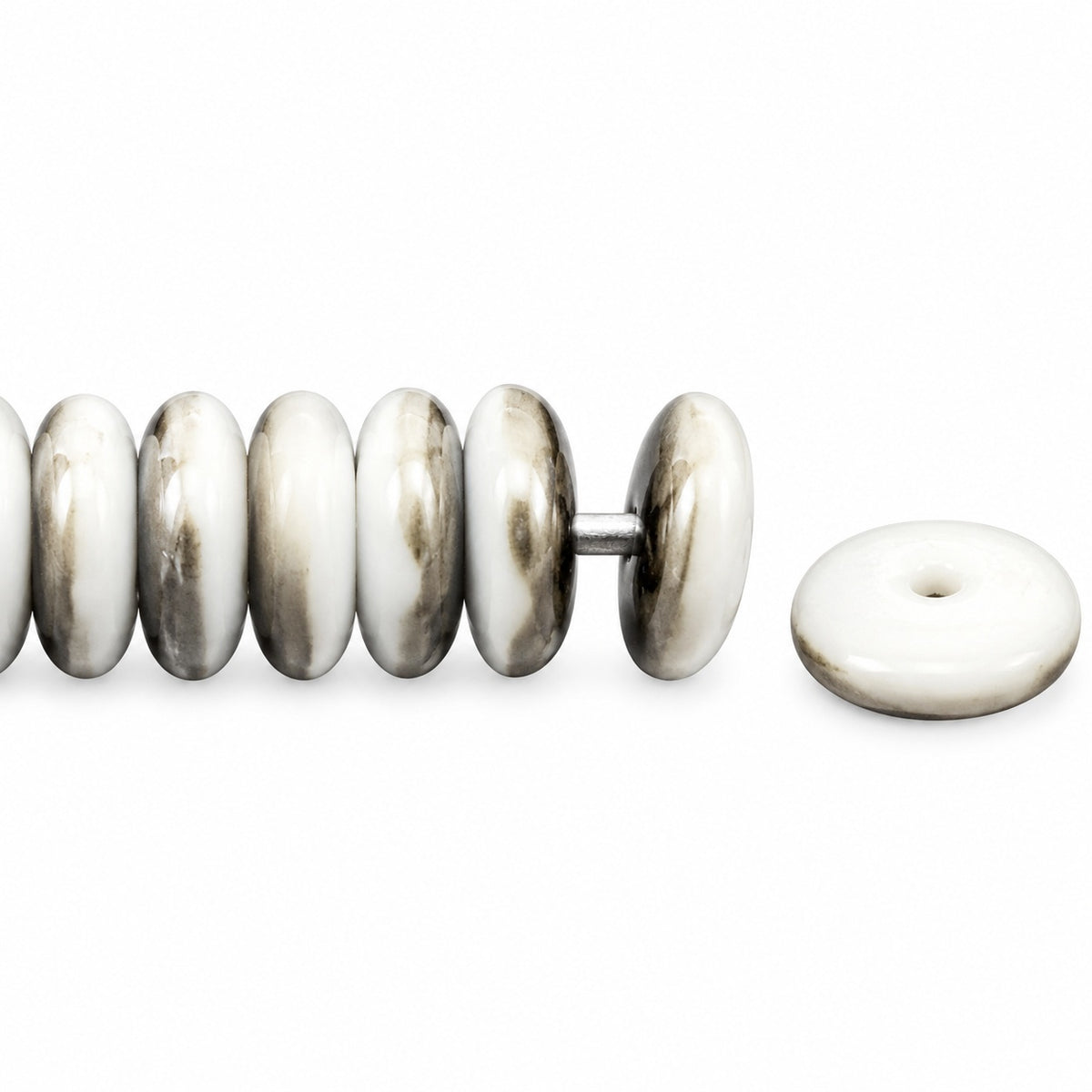 Space Disk Beads, Chalk White Chrom (03000-27401), Glass, Czech Republic