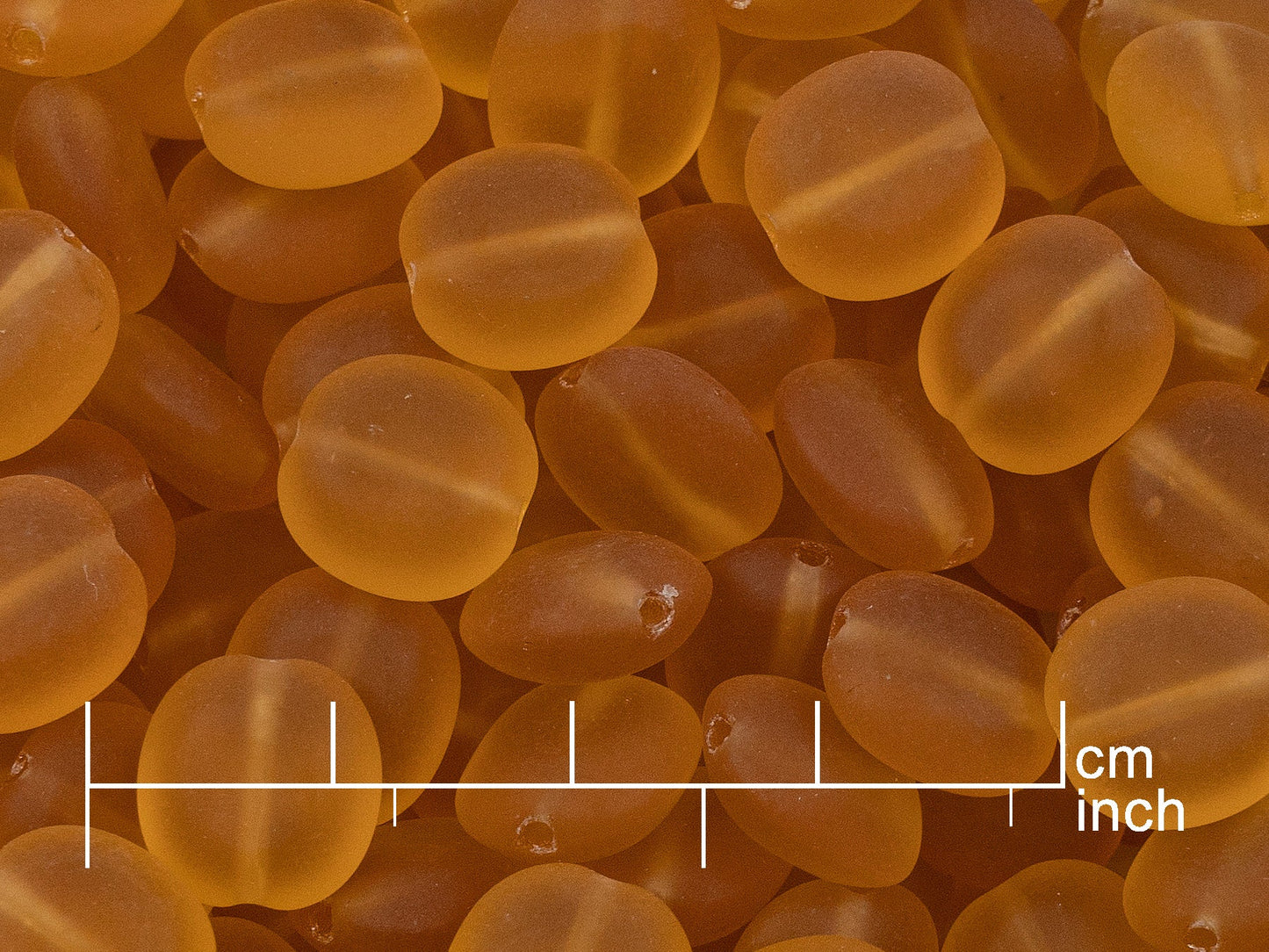 OUTLET 10 grams Oval Pressed Glass Beads, 10 x 9 mm, Transparent Orange Matte (10060-84110), Glass, Czech Republic