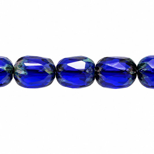 Faceted Fire Polished Beads Special Cut, Transparent Blue Stain Strong (30080-86805), Glass, Czech Republic