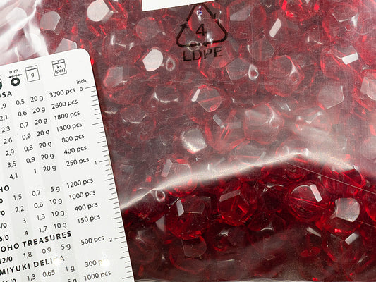 OUTLET 250g Faceted Fire Polished Round Beads , 14 x 14 mm, Ruby Red (90080), Glass, Czech Republic