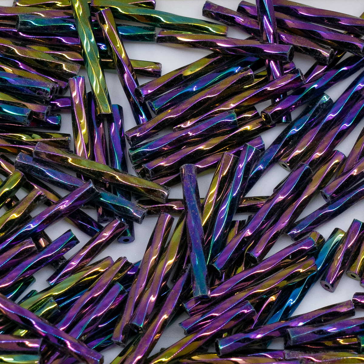 OUTLET 250g/50g Bugles Beads, 19 x 2 mm, Iris Purple (iris-purple), Glass, Czech Republic