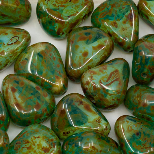 OUTLET 250g Rounded Triangle Assymetric Beads, 19 x 16 mm, 6608 Travertin (06608-86800), Glass, Czech Republic