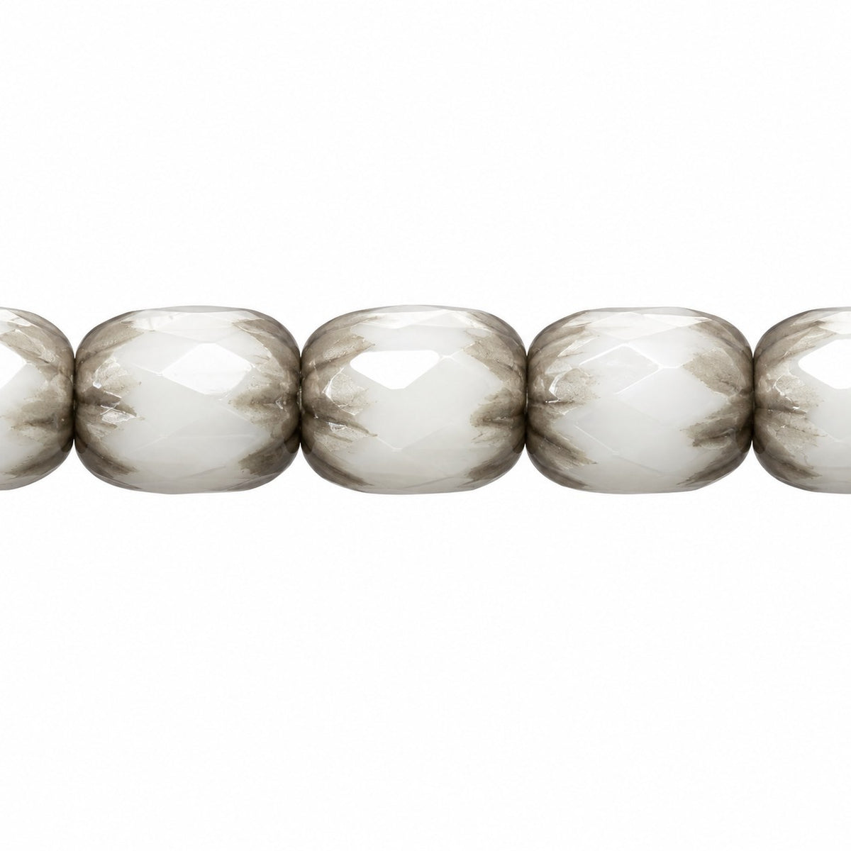 Faceted Fire Polished Beads Special Cut, White Platin (02010-13702), Glass, Czech Republic