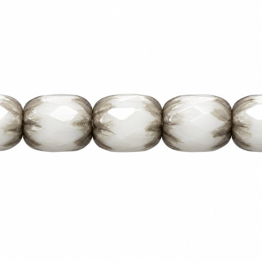 Faceted Fire Polished Beads Special Cut, White Platin (02010-13702), Glass, Czech Republic