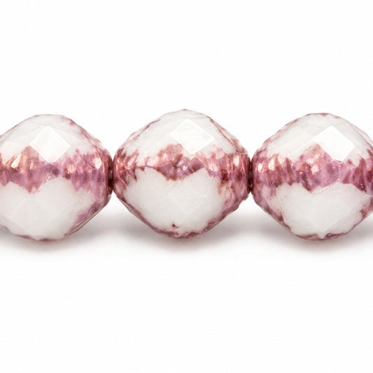Wasp Special Cut Faceted Fire Polished Beads, Chalk White Bronze (03000-14415), Glass, Czech Republic