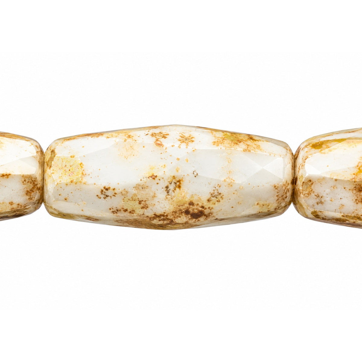 Fire Polished Faceted Oval Beads, Chalk White 47901 (03000-47901), Glass, Czech Republic