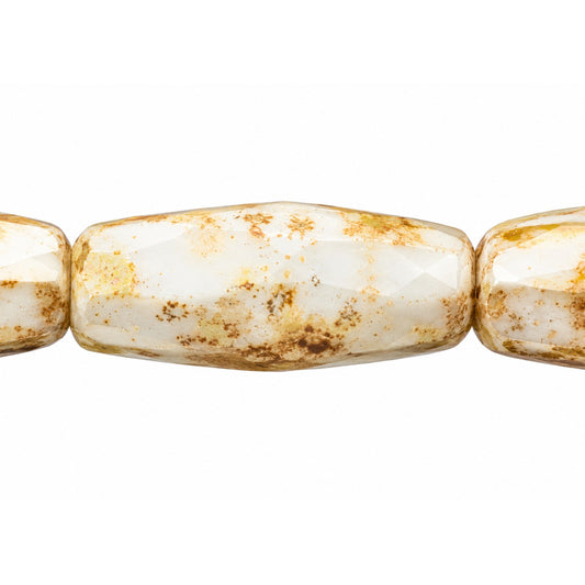 Fire Polished Faceted Oval Beads, Chalk White 47901 (03000-47901), Glass, Czech Republic