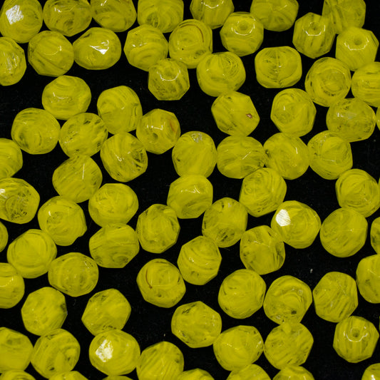 OUTLET 250g/50g Faceted Round Fire Polished Beads, 6 x 6 mm, Lime Mixed Colors (lime-mix), Glass, Czech Republic