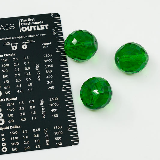 アウトレット 10グラム ファセットラウンドファイアポリッシュビーズ、透明グリーンエメラルド（50720）、ガラス、チェコ共和国