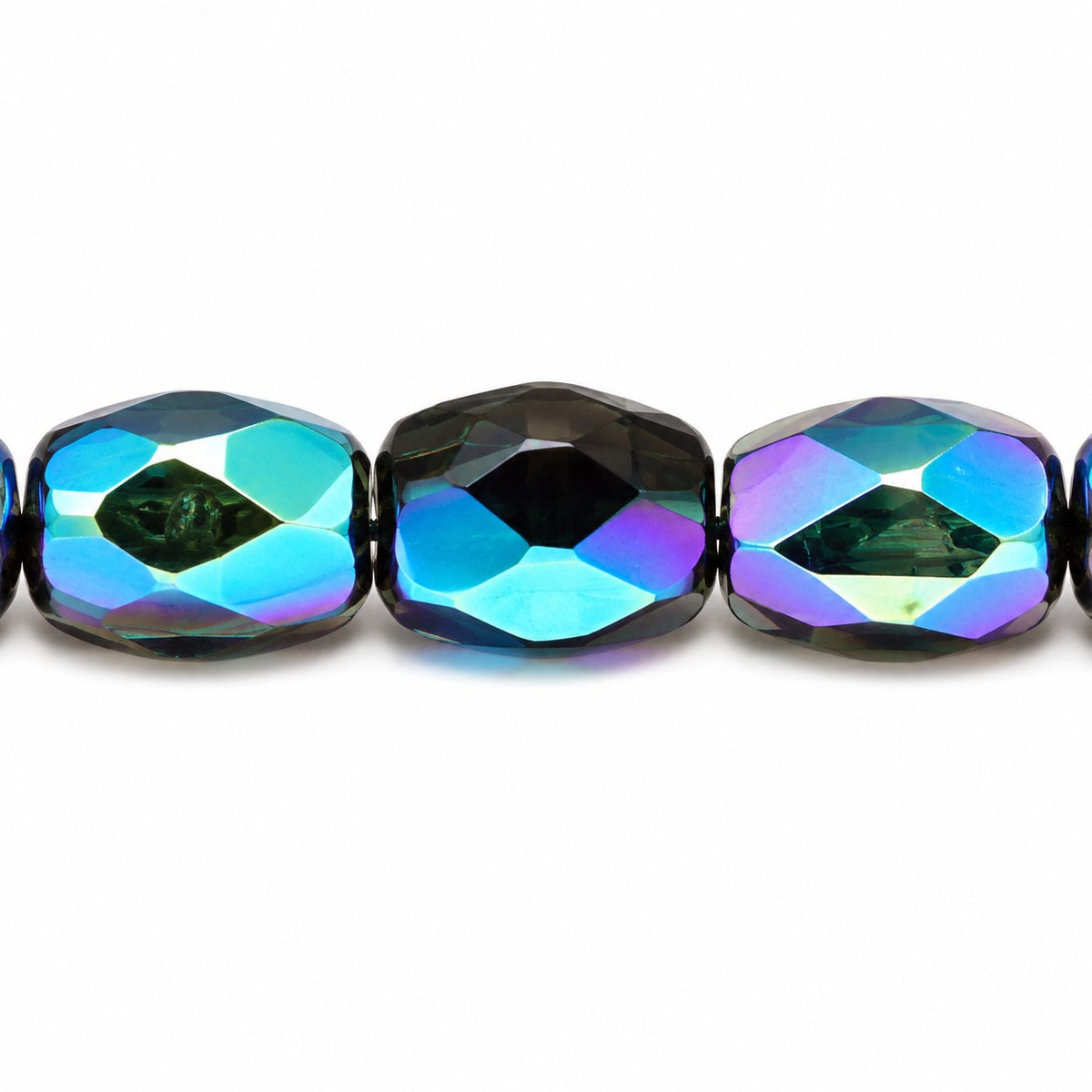 Oval Faceted Beads, Black Ab (23980-28701), Glass, Czech Republic