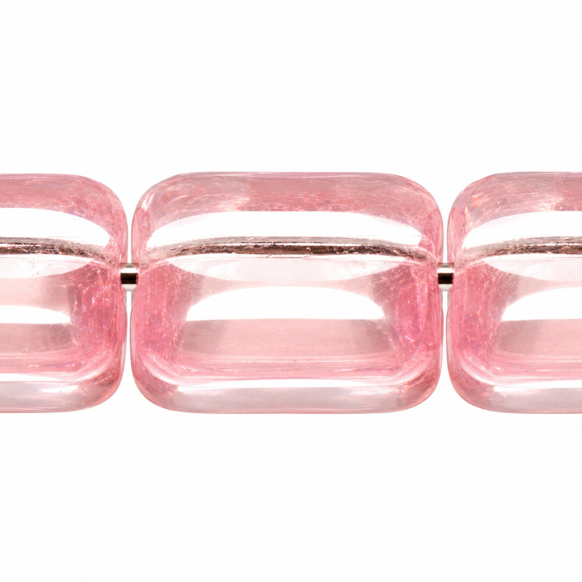 Square Beads, Transparent Pink (70100), Glass, Czech Republic