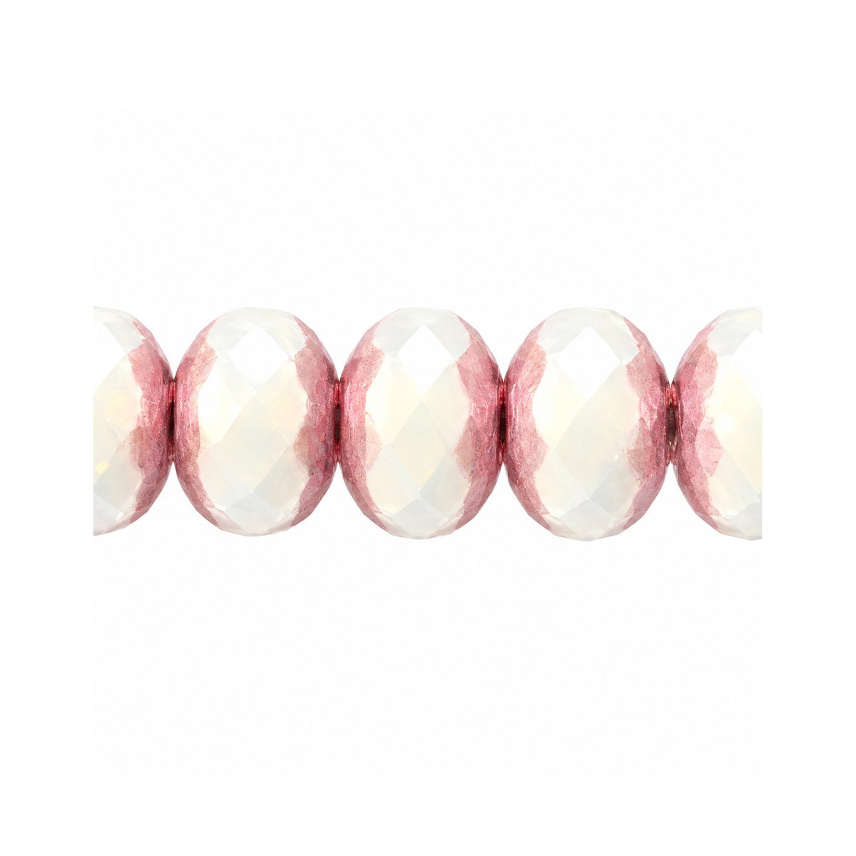 Rondelle Faceted Fire Polish Beads, Chalk White Luster Blue Full Coated (03000-14464), Glass, Czech Republic
