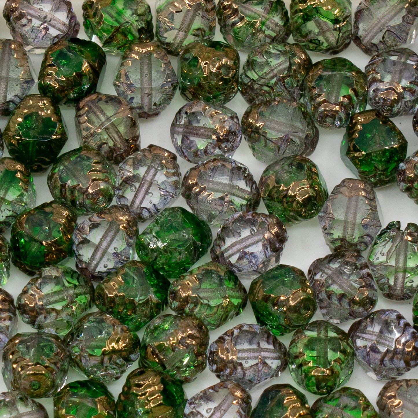 OUTLET 10g Special Cut Faceted Fire Polished Beads, 10 x 8 mm, X3133 Bronze (x3133-14415), Glass, Czech Republic